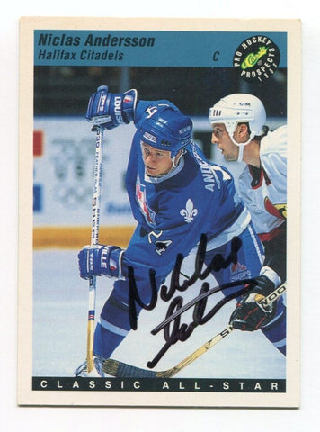 1993 Classic Pro Niclas Andersson Signed Card Hockey NHL Autograph AUTO #120