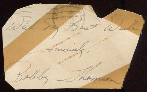 Bobby Thomson Signed Cut "SIGNED AND DATED 1951" Autograph Clipped from a GPC 