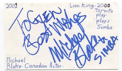 Michael Blake Signed 3x5 Index Card Autographed Actor Lion King