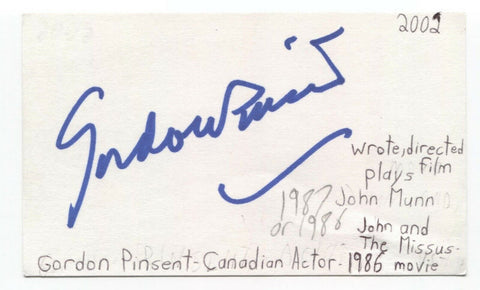 Gordon Pinsent Signed 3x5 Index Card Autographed Signature Voice Actor Babar