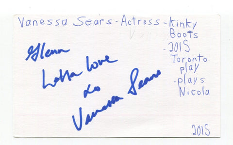 Vanessa Sears Signed 3x5 Index Card Autographed Actress Singer TallBoyz