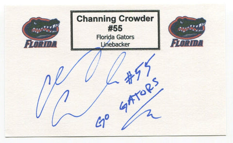 Channing Crowder Signed 3x5 Index Card Autographed Football NFL Miami Dolphins