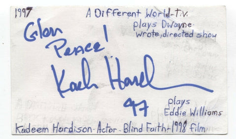 Kadeem Hardison Signed 3x5 Index Card Autographed Signature Actor