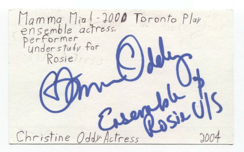 Christine Oddy Signed 3x5 Index Card Autographed Signature Actress Producer