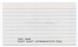 Jake Garn Signed 3x5 Index Card Autographed Signature Astronaut Space NASA