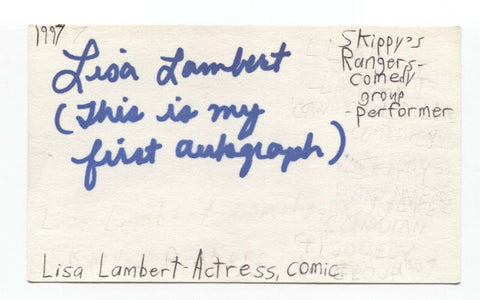 Lisa Lambert Signed 3x5 Index Card Autographed Actress HER FIRST AUTOGRAPH