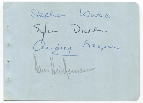 Stephen Kovacs  Sylvia Dickler  Audrey Kooper  Hans Heidemann Signed Album Page