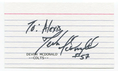 Devon McDonald Signed 3x5 Index Card Autographed Signature Football Colts NFL