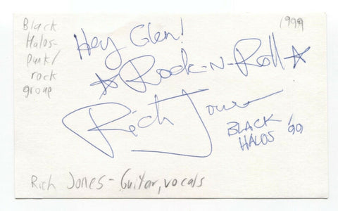 The Black Halos - Rich Jones Signed 3x5 Index Card Autographed Signature