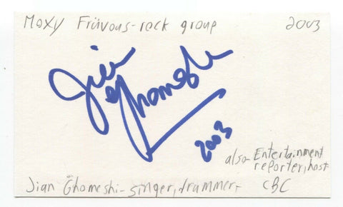 Moxy Fruvous - Jian Ghomeshi Signed 3x5 Index Card Autographed Signature