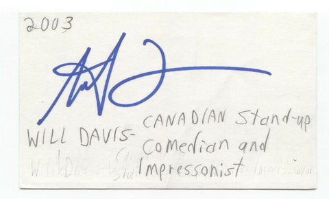 Will Davis Signed 3x5 Index Card Autographed Signature Comedian Comic Actor