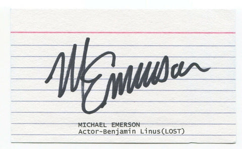 Michael Emerson Signed 3x5 Index Card Autographed Signature Actor Lost