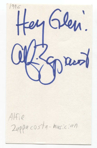 Alfie Zappacosta Signed 3x5 Index Card Autographed Signature Singer