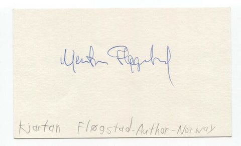 Kjartan Flogstad Signed 3x5 Index Card Autographed Signature Author Writer