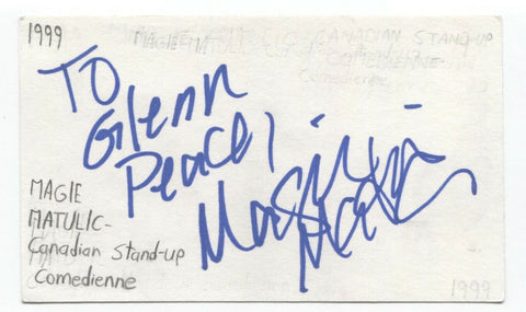 Magie Matulic Signed 3x5 Index Card Autographed Actress Comedian Director