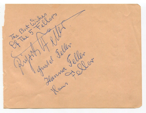 The 5 Fellers Signed Vintage Album Page Autographed Singer Band