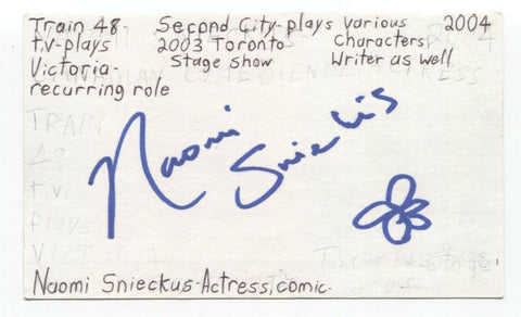 Naomi Snieckus Signed 3x5 Index Card Autographed Signature Actress