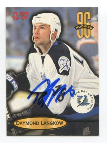 1996-97 Fleer Rookies Daymond Langkow Signed Card Hockey NHL Autograph AUTO #130