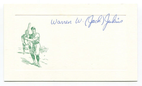 Jack Jenkins Signed Card Autograph Baseball MLB Roger Harris Collection