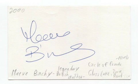 Maeve Binchy Signed 3x5 Index Card Autographed Signature Author Writer