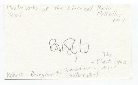 Robert Bringhurst Signed 3x5 Index Card Autographed Signature Author Writer Poet