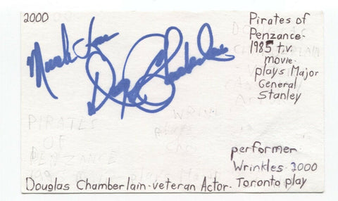 Douglas Chamberlain Signed 3x5 Index Card Autographed Signature Actor