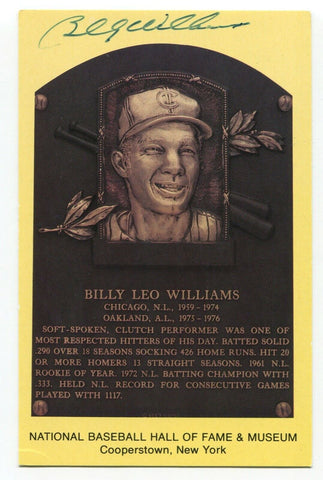 Billy Williams Signed Gold HOF Plaque Baseball Hall of Fame Autographed Postcard