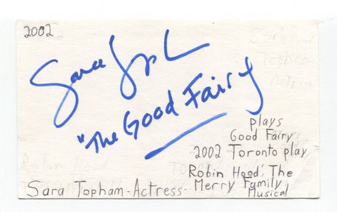 Sara Topham Signed 3x5 Index Card Autograph Actress Twelfth Night