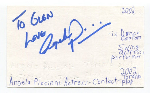 Angela Piccinni Signed 3x5 Index Card Autographed Actress Center Stage