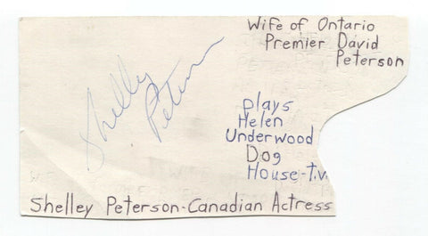 Shelly Peterson Signed 3x5 Index Card Autographed Signature Actress