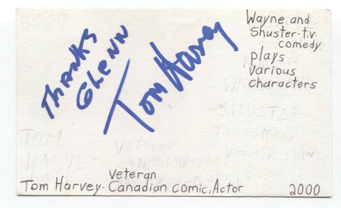 Tom Harvey Signed 3x5 Index Card Autograph Signature Actor Comedian