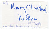 Ken Shaw Signed 3x5 Index Card Autographed Signature Canadian Journalist