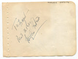 Philip Dorn (d.1975) Marjorie Gateson Signed Album Page 1940s Autographed Scarce