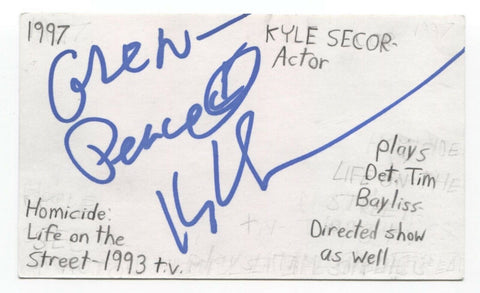 Kyle Secor Signed 3x5 Index Card Autograph Signature Actor