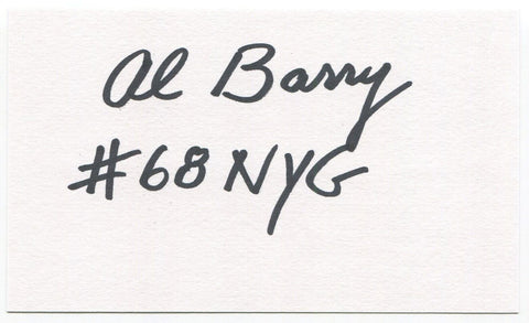 Allan "Al" Barry Signed 3x5 Index Card Autographed Signature Atlanta Falcons NFL