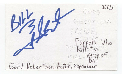 Gord Robertson Signed 3x5 Index Card Autographed Signature Actor Fraggle Rock