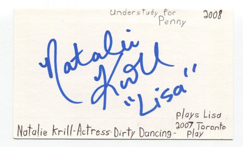 Natalie Krill Signed 3x5 Index Card Autograph Actress Orphan Black The Next Step