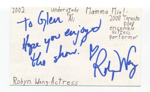 Robyn Wong Signed 3x5 Index Card Autographed Actress Mamma Mia Chicago