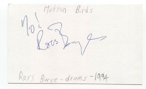 The Mutton Birds - Ross Burge Signed 3x5 Index Card Autographed Signature