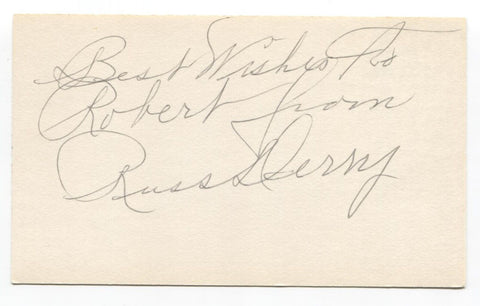 Russ Derry Signed 3x5 Index Card Baseball Autographed New York Yankees