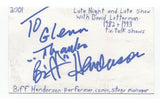 Biff Henderson Signed 3x5 Index Card Autographed Comedian David Letterman Show