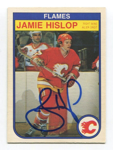 1982 O-Pee-Chee Jamie Hislop Signed Card Hockey NHL AUTO #47 Calgary Flames