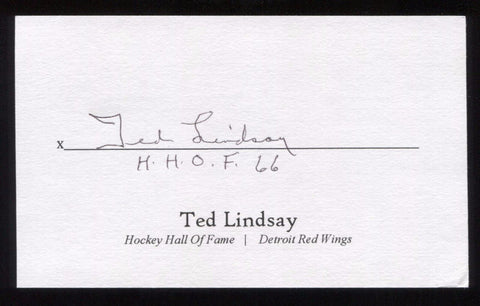 Ted Lindsay Signed 3x5 Index Card Signature Autograph Hockey Hall of Fame