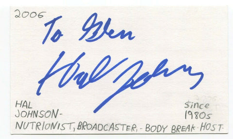 Hal Johnson Signed 3x5 Index Card Autographed Signature Body Break Host