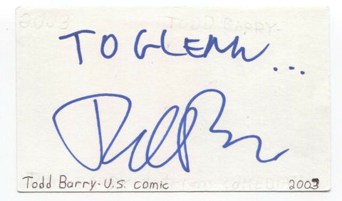 Todd Barry Signed 3x5 Index Card Autographed Signature Actor Comedian