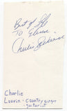 Charlie Louvin Signed 3x5 Index Card Autographed Signature Singer Songwriter