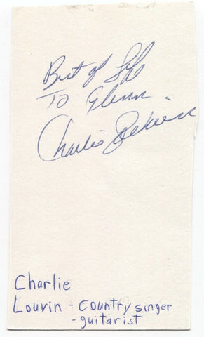 Charlie Louvin Signed 3x5 Index Card Autographed Signature Singer Songwriter