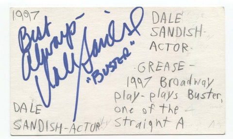Dale Sandish Signed 3x5 Index Card Autograph Signature Actor The Fallen