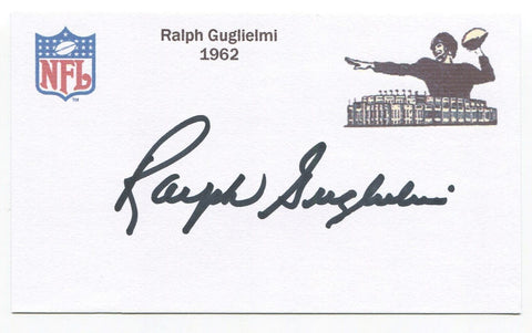 Ralph Guglielmi Signed 3x5 Index Card Autographed NFL Football Notre Dame CFHOF