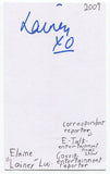 Elaine "Lainey" Lui Signed 3x5 Index Card Autographed Canadian Host Etalk